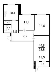 Продается 3-комн. квартира, 75 м²
