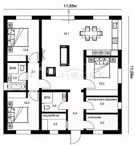 Продается 1-этажный дом, 120 м²