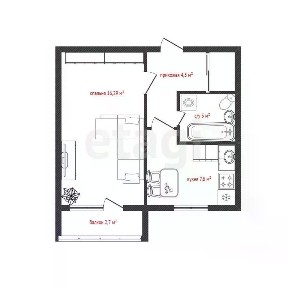 Продается 1-комн. квартира, 29,5 м²
