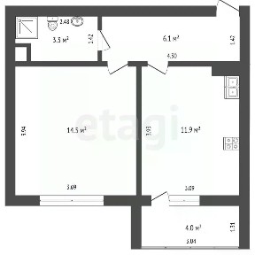 Продается 1-комн. квартира, 39,8 м²