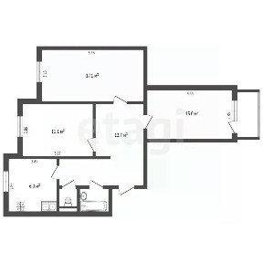 Продается 3-комн. квартира, 58,1 м²
