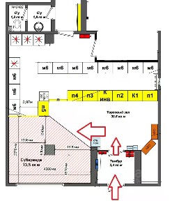 Сдается торговая площадь, 13,5 м²