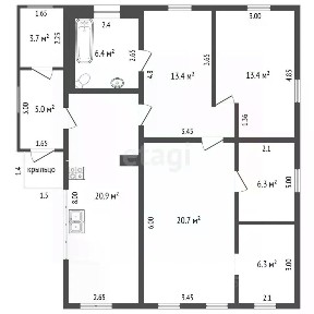 Продается 1-этажный дом, 87,4 м²