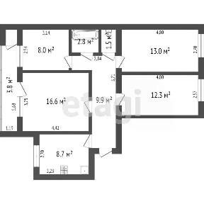 Продается 4-комн. квартира, 77 м²