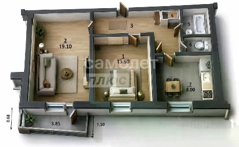 Продается 2-комн. квартира, 53,9 м²