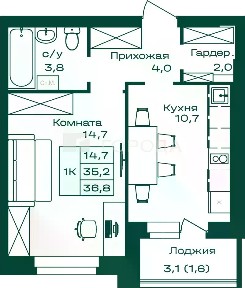 Продается 1-комн. квартира, 35,2 м²