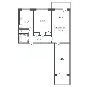 Продается 3-комн. квартира, 60 м²