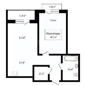 Продается 2-комн. квартира, 42,5 м²