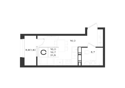 Продается студия, 21,5 м²