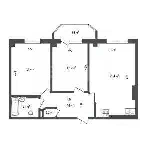Продается 2-комн. квартира, 61 м²