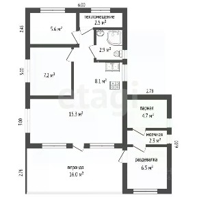 Продается 1-этажный дом, 77 м²