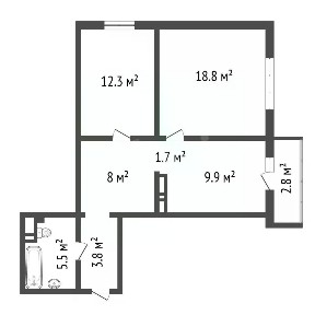 Продается 2-комн. квартира, 60,2 м²