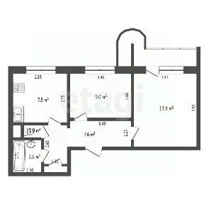 Продается 2-комн. квартира, 41,6 м²