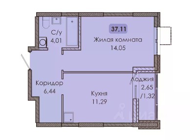 Продается 1-комн. квартира, 37,11 м²