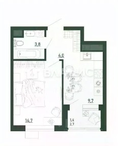 Продается 1-комн. квартира, 33,6 м²