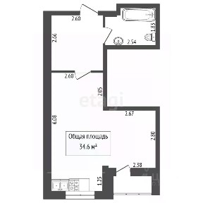 Продается студия, 34,6 м²