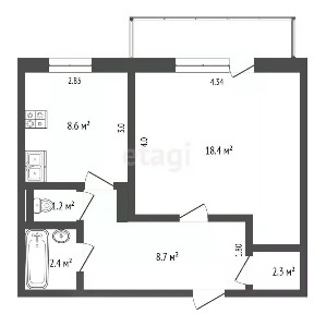 Продается 1-комн. квартира, 41,6 м²