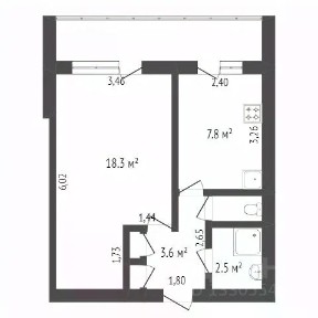 Продается 1-комн. квартира, 44,3 м²