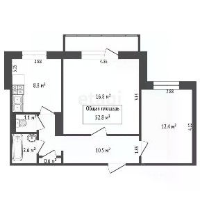 Продается 2-комн. квартира, 52,8 м²