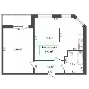 Продается 2-комн. квартира, 59,2 м²