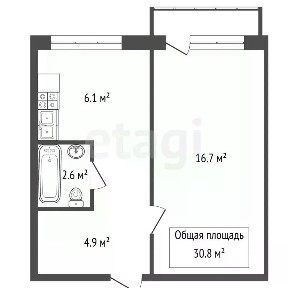Продается 1-комн. квартира, 30,8 м²