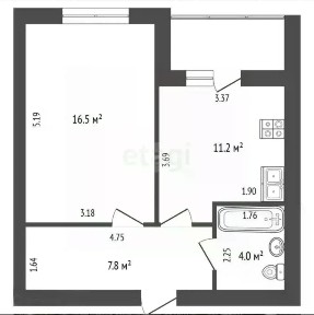 Продается 1-комн. квартира, 39,5 м²