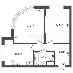 Продается 2-комн. квартира, 55,5 м²