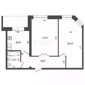 Продается 2-комн. квартира, 57,9 м²