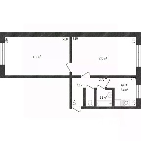 Продается 2-комн. квартира, 43,6 м²
