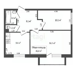 Продается 2-комн. квартира, 46,4 м²