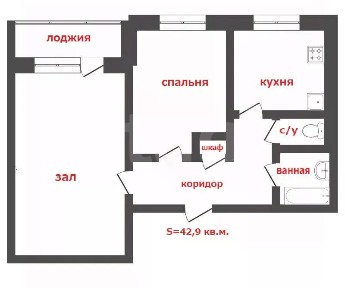 Продается 2-комн. квартира, 42,9 м²