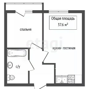 Продается 2-комн. квартира, 37,6 м²