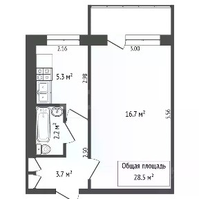 Продается 1-комн. квартира, 28,5 м²