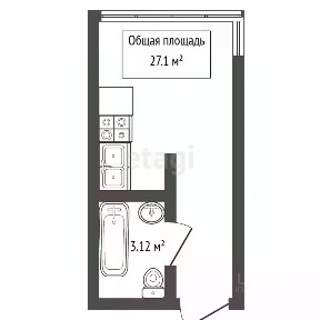 Продается 1-комн. квартира, 27,1 м²
