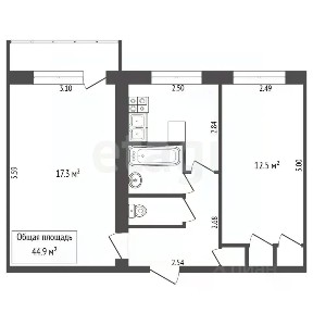 Продается 2-комн. квартира, 44,9 м²