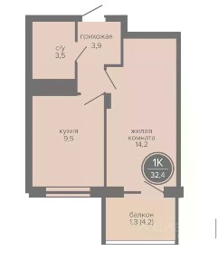 Продается 1-комн. квартира, 31,4 м²