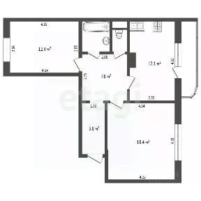 Продается 2-комн. квартира, 61 м²
