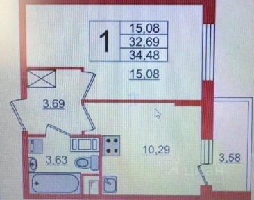 Продается 1-комн. квартира, 32,1 м²
