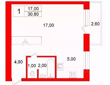 Сдается 1-комн. квартира, 30,8 м²