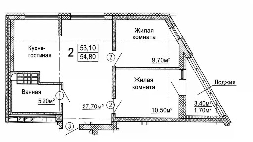 Сдается 3-комн. квартира, 53,1 м²