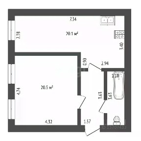 Продается 1-комн. квартира, 50,7 м²