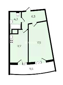 Продаются 1-комн. апартаменты, 39,4 м²
