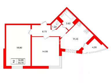 Продается 2-комн. квартира, 55,7 м²
