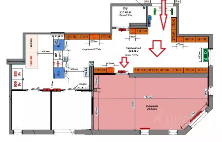Сдается торговая площадь, 24,4 м²