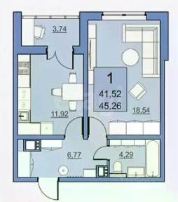Продается 1-комн. квартира, 41,6 м²
