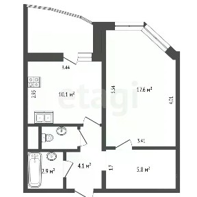 Продается 1-комн. квартира, 42,1 м²
