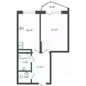 Продается 1-комн. квартира, 60,9 м²