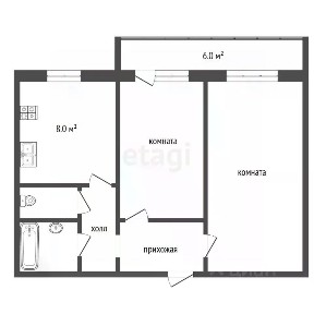 Продается 2-комн. квартира, 48,6 м²