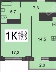 Сдается 1-комн. квартира, 46 м²