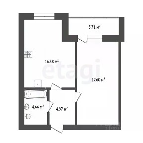 Продается 1-комн. квартира, 43,8 м²